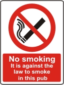 No smoking it is against the law to smoke on these premises
