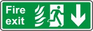 Fire exit (running man & flame, arrow down)