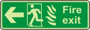 Fire exit, (running man left+ flame)