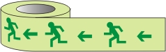 Photoluminescent tape running man arrows left
