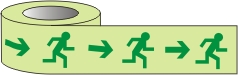 Photoluminescent tape, running man, arrows right